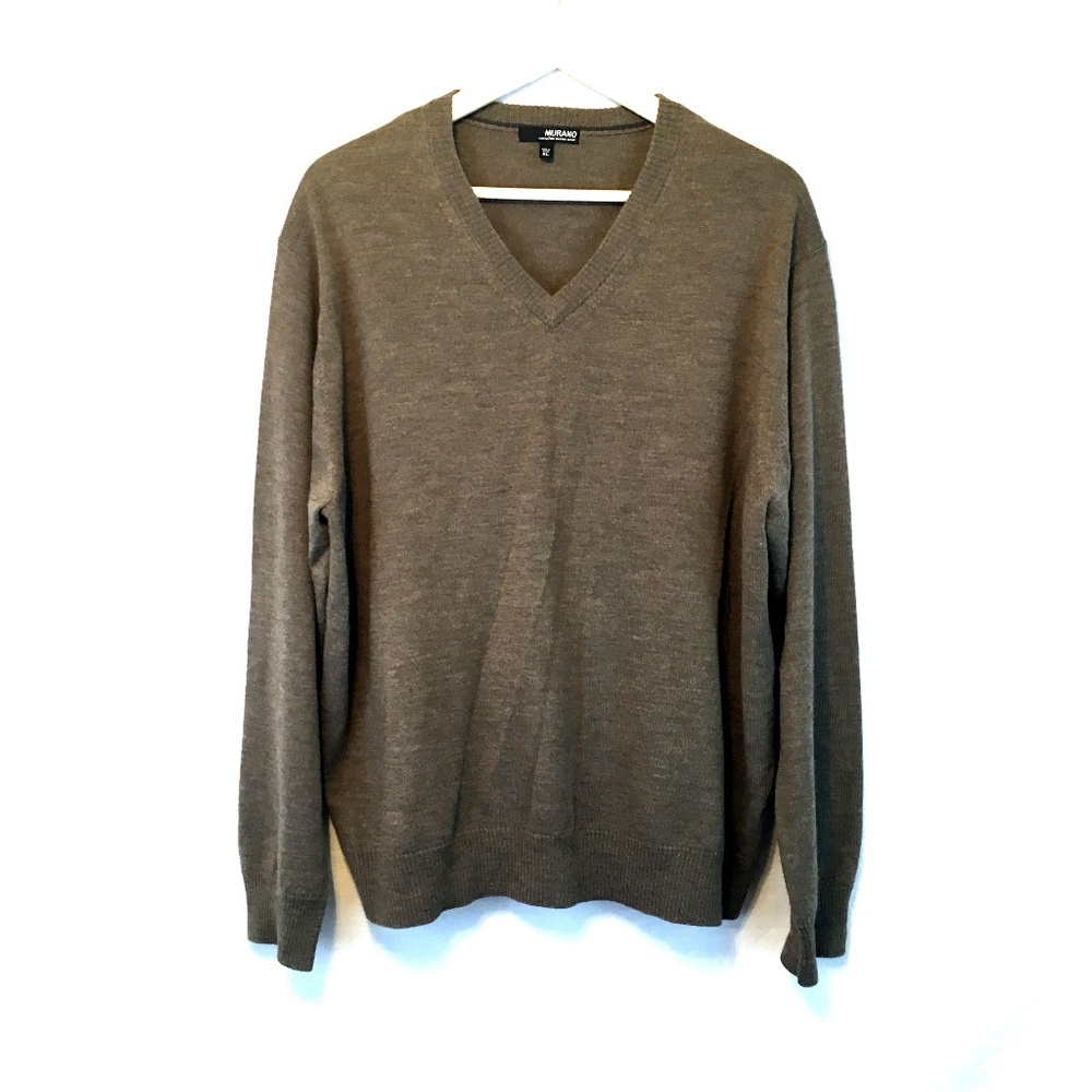 Men's  Murano Lightweight Brown  V-neck Sweater XL
